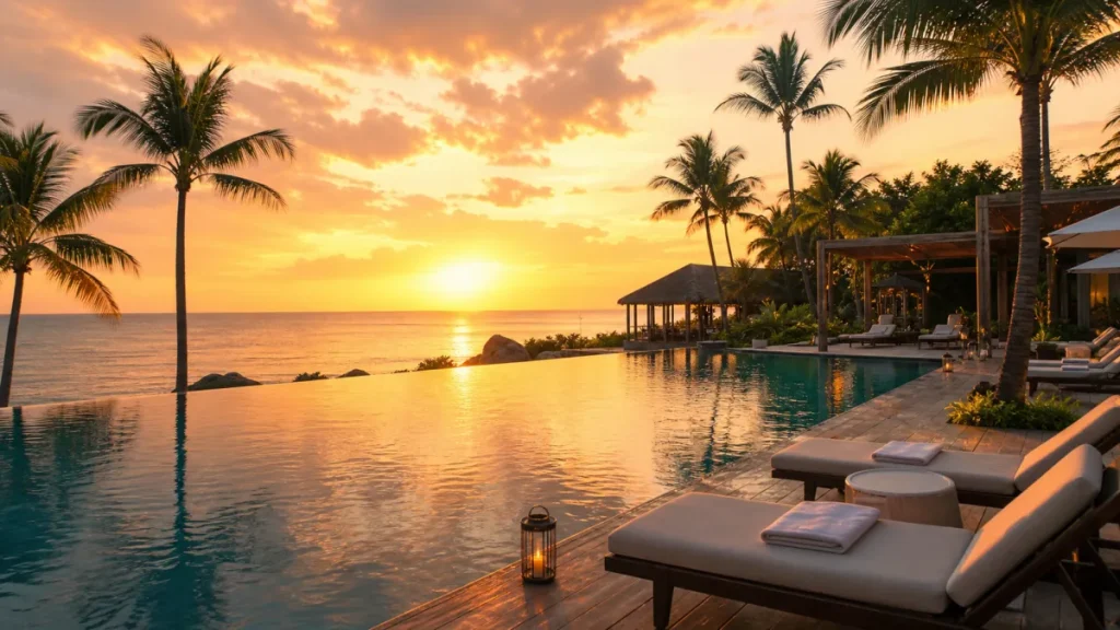 Resort ven biển với hồ bơi vô cực lúc hoàng hôn - Phú Quốc