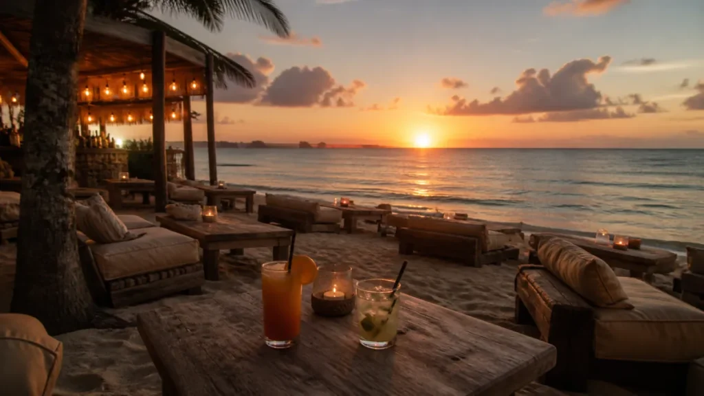 Quán bar ven biển lúc hoàng hôn ở Phú Quốc